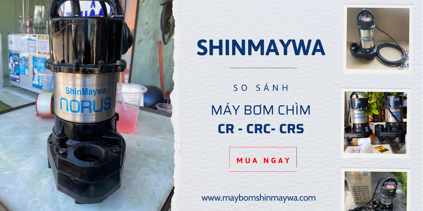 So sánh các dòng bơm chìm Shinmaywa: CR, CRC, CRS
